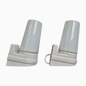 White Porcelain Wall Sconces by Sigvard Bernadotte for Ifö, 1960s, Set of 2