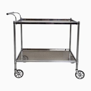 Bauhaus Bar Trolley in Chrome and Glass, 1950s
