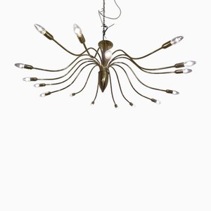 Large Italian Brass Chandelier, 1960s