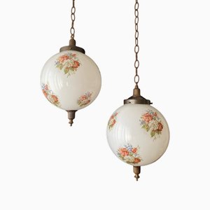 Lampade a sospensione in vetro, anni '60, set di 2