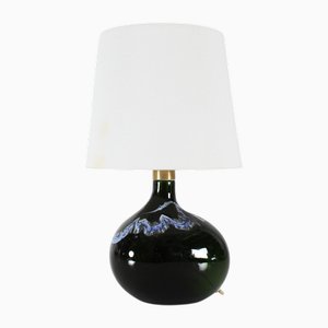 Dänische Skulpturale Tischlampe aus dunkelgrünem Glas von Michael Bang für Holmegaard, 1970er
