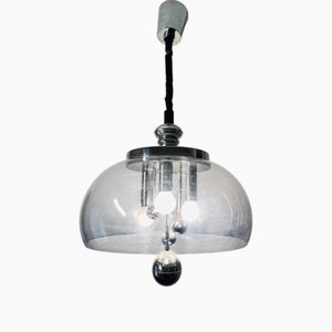 Space Age Acrylic Glass and Chrome Sputnik Ceiling Lamp, 1970s