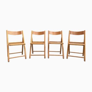 Chaises Pliantes Vintage en Rotin, 1980s, Set de 4