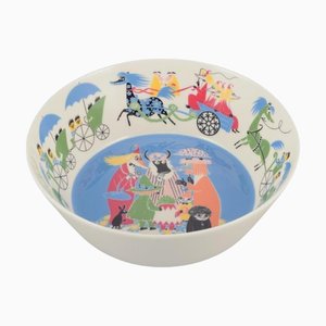 Large Porcelain Bowl with Illustrations from the Moomins, Arabia, Finland
