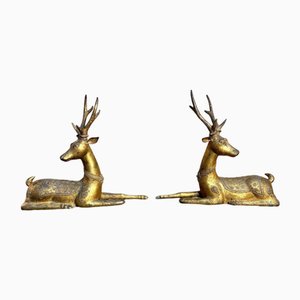 Esculturas de ciervo de bronce dorado de Maison Jansen