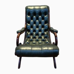 Green Leather Chesterfield Armchair