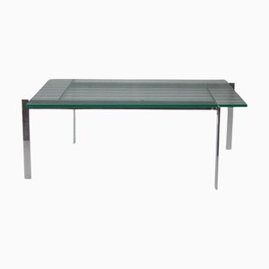 Mesa de centro rectangular de acero inoxidable con diseño gráfico de Fritz Hansen, 1965