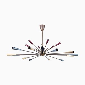 Sputnik Chandelier with 18 Lights Multicolored Cones, 1955