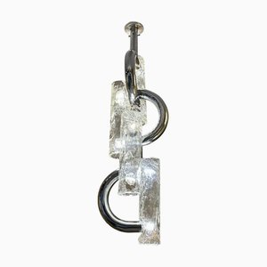 Chandelier in Chrome and Murano Glass attributed to Aldo Nason for Mazzega, 1970s