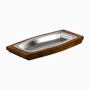 Steel and Wood Tray from Viners of Sheffield, England, 1980s
