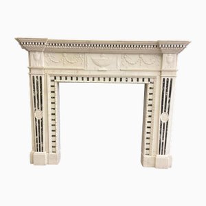 19th Century George III Carrara and Verde Marble Chimne