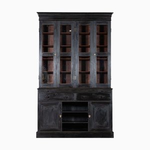 Large 19th Century English Mahogany Glazed Bookcase Secretaire, 1870s
