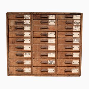 Kiefernholz Bank mit 27 Engineers Schubladen, 1920er
