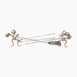Ferri da stiro Fireside in ottone, inizio XX secolo, set di 5