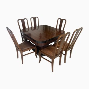 Historicist Dining Table with Chairs, 1890s, Set of 7