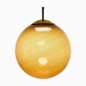 Gaia, Murano Amber Mezza Filigrana Tessuto Glaskugel, Silvio Piattelli Design
