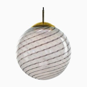 Gaia, Sphère en verre de Murano 5 Blanc et 2 Noir Mezza Filigrana, Piattelli Design