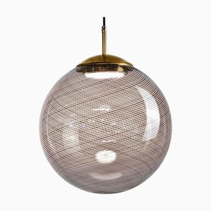 Schwarze Mezza Filigrana Tessuto Glaskugel Gaia Lampe aus Muranoglas von Piattelli Design