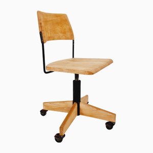 Sedia da ufficio girevole Bauhaus in legno di Giroflex, anni '60