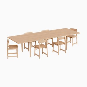 Table en Frêne et Chaises en Frêne par Pedro Sottomayor, Set de 7