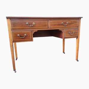 Vintage Dressing Table or Desk with Inlaid Details and Brass Handles, 1920s