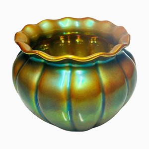 Vaso in ceramica con smalto eosina dipinto a mano di Zsolnay, Ungheria