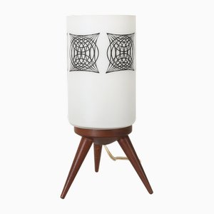 Mid-Century Modern French Table Lamp with Opaline Glass Shade, 1960s