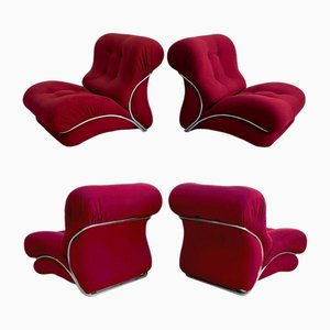 Fauteuils Modulaires Corolla en Acier Chromé et Tissu, IPE, 1970s, Set de 4
