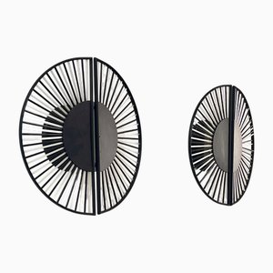 Appliques Murales en Verre de Murano Noir et Blanc, 1980s, Set de 2