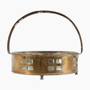 Art Deco Austrian Fruit Basket in Copper and Glass, 1920