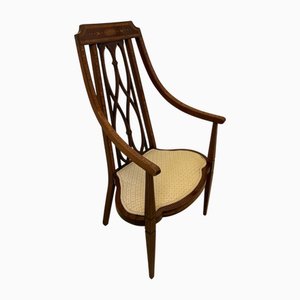 Antique Victorian Inlaid Mahogany Armchair, 1890