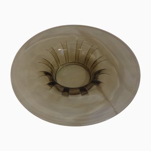 Large Art Deco Fruit Bowl in Smoked Glass, 1940s