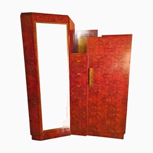 Muebles modernistas Art Déco de Thuya y bronce patinado de Maison Soubrier, años 30
