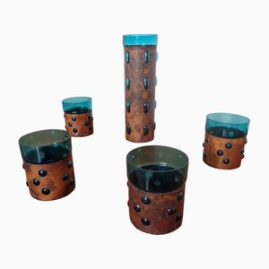 Copper and Glass Set by Nanny Still for Raak Amsterdam, 1970s, Set of 5