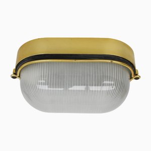 Große Italienische Wandleuchte aus Messing & Glas, 1970