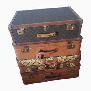 Valises Vintage en Cuir, 1970, Set de 6