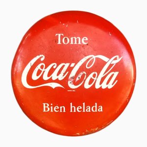 Round Coca Cola Button Sign, 1950s
