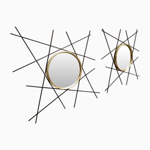Mirrors in Iron and Brass, 1950s, Set of 2