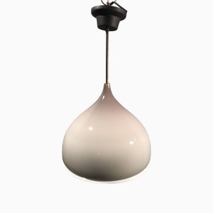 Chandelier in Gray Glass and Interlocking Milk Glass by Massimo Vignelli for Venini, 1950s