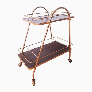 Carrello di servizio vintage a due livelli, anni '50