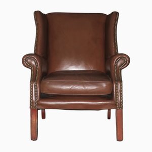 Sillón Club vintage de cuero, años 70