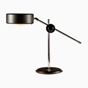 Lampe de Bureau Simris en Cuir Noir et Chrome par Anders Pehrson pour Ateljé Lyktan, Suède, 1970s