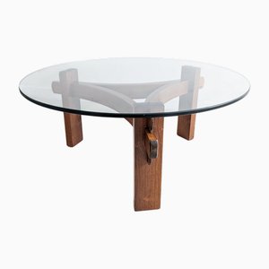 Mesa de centro brutalista de palisandro, años 70