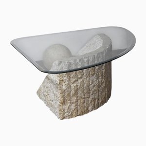 Travertine Stone Coffee Table attributed to Magnussen Ponte, 1980s
