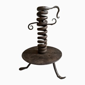 Alpiner Spiralkerzenhalter aus Eisen, 18. Jh., 1730er