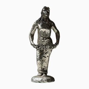 Vintage Myron Female Sculpture in Silver-Plated Pewter, 1980s