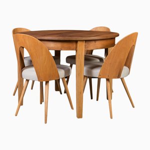 Vintage Extendable Round Table and Chairs by Antonín Šuman, Set of 5