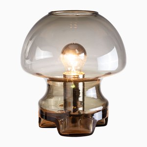 Lampada da tavolo a fungo con paralume in vetro fumé di Süssmuth Leuchten, anni '70