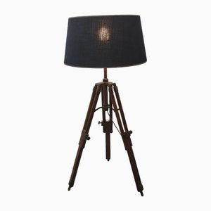 Industrial Wooden Tripod Floor Lamp, 1980s