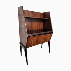 Italienischer Mid-Century Glas-Schiebe-Sekretär aus Nussholz, 1960er